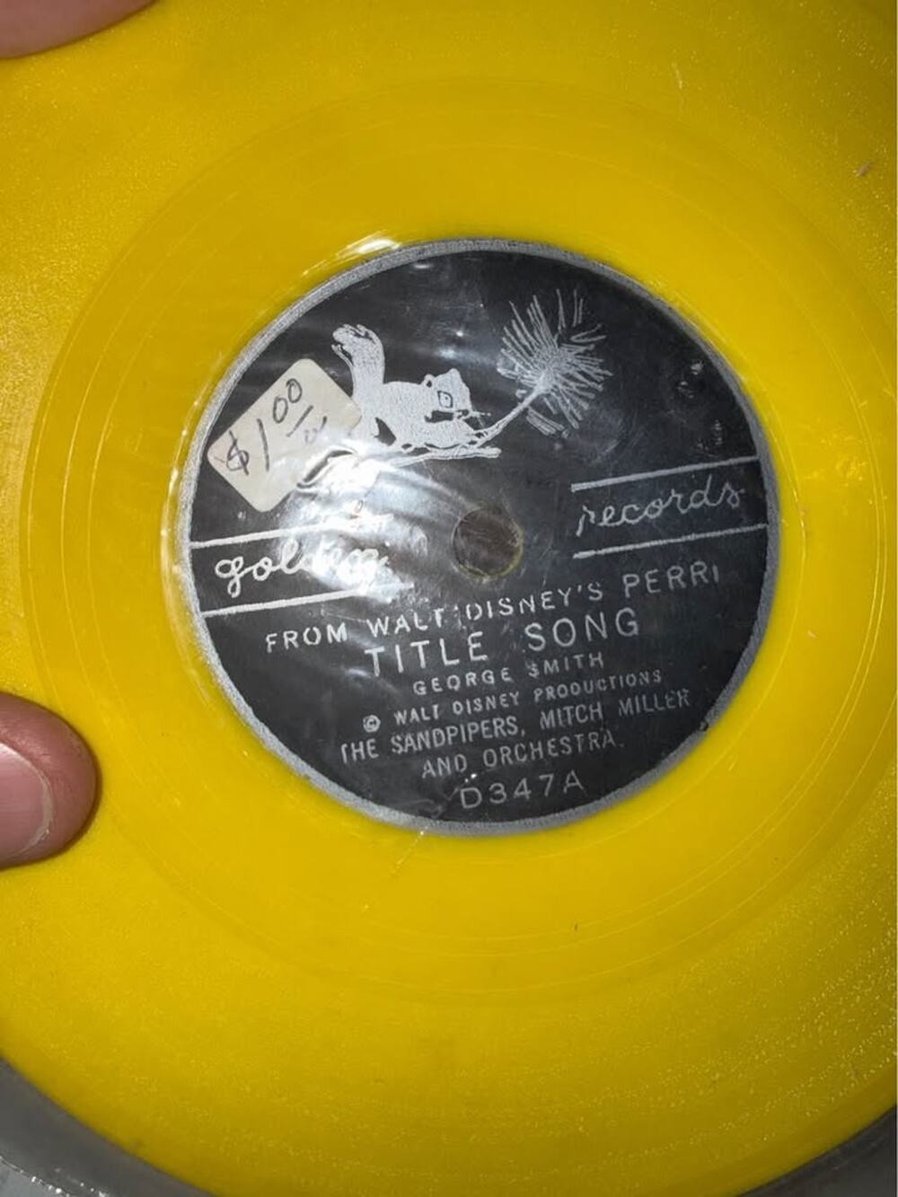 Perri (Walt Disney's) 6' 78 RPM Colored Vinyl Record, Golden Records D347, 1957